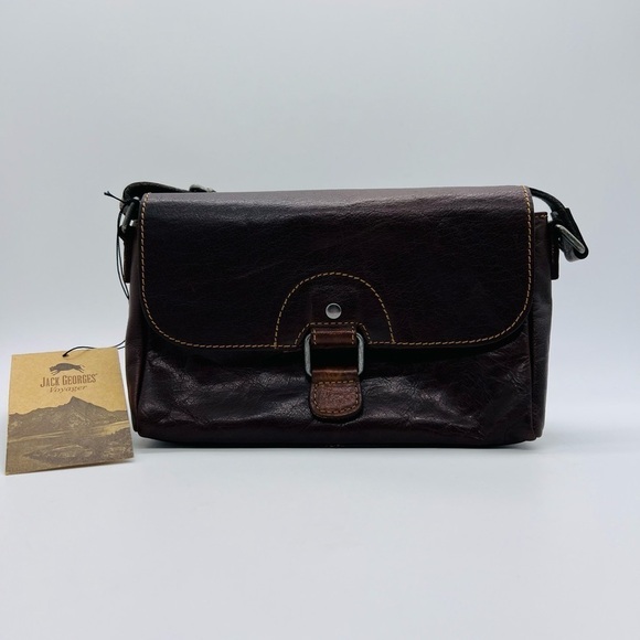 JACK GEORGES VOYAGER COLLECTION CROSSBODY BUFFALO LEATHER BAG NWT - Picture 1 of 15